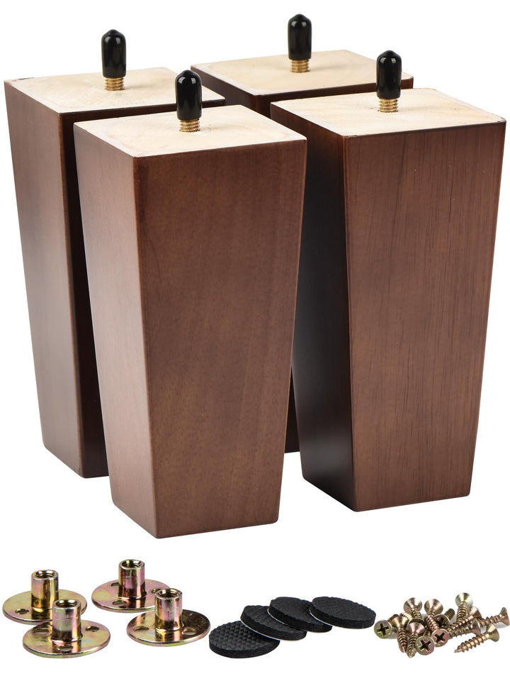 10cm Holz Tischbeine, La Vane 4 Stück Walnuss Massivholz Pyramide Ersatz Möbelfüsse Möbelbeine mit v