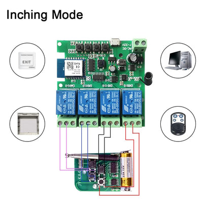 Punxasl 4 Kanal Wirelesssmart Schalter, Motorsteuerung, Trockenkontakt-Relaisschalter, RF433 MHz Tuy