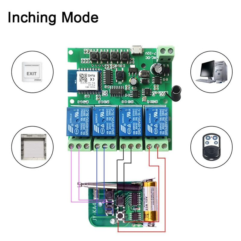 Punxasl 4 Kanal Wirelesssmart Schalter, Motorsteuerung, Trockenkontakt-Relaisschalter, RF433 MHz Tuy