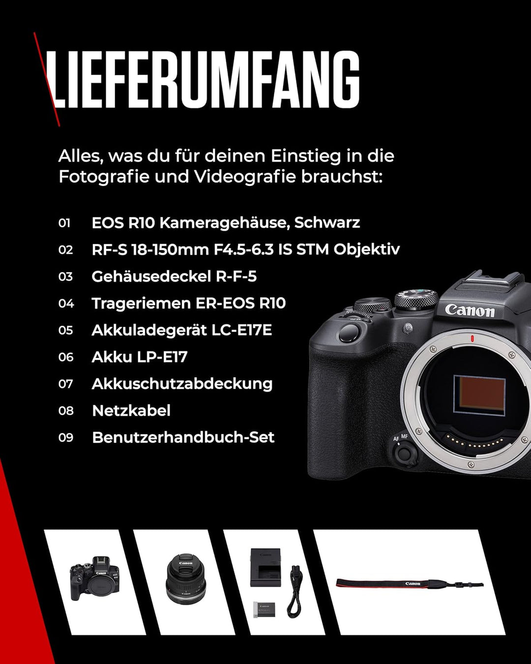 Canon EOS R10 Kamera spiegellose Camera + RF-S 18-150mm F4.5-6.3 is STM Objektiv (Hybridkamera, DSLR