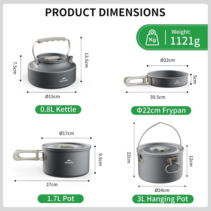 Naturehike Camping Topfset Geschirr Kochgeschirr Set Kochtopf für 2-7 Personen Zum Camping Outdoor W