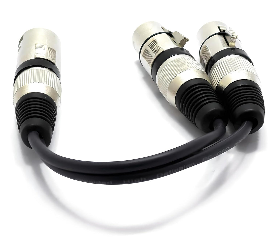 XLR Splitter Audio Adapter Stecker auf 2x XLR Buchse 3 Polig Splitterkabel Y-Kabel Vertailer Männlic