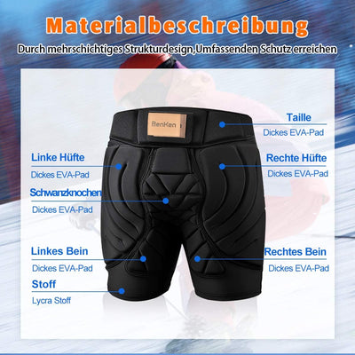 BenKen Skiing Protective Padded Shorts Hosen Frauen Männer 3D-Schutz Hip Butt Guard Pad Atmungsaktiv