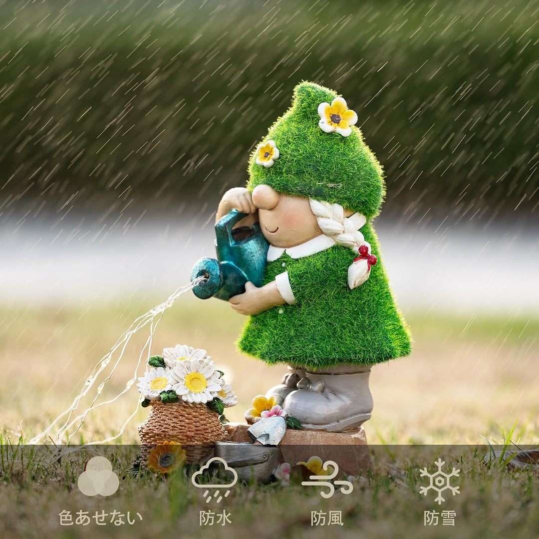 TERESA'S COLLECTIONS Gartenzwerge Gartendeko für Draussen,20cm Wetterfest Figur mit Solarleuchte,Blu