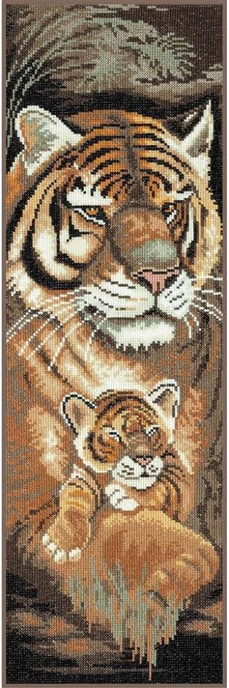 Lanarte Zählmusterpackung Tiger Mutter & Welpe Aida Kreuzstichpackung, Baumwolle, Mehrfarbig, 20 x 5