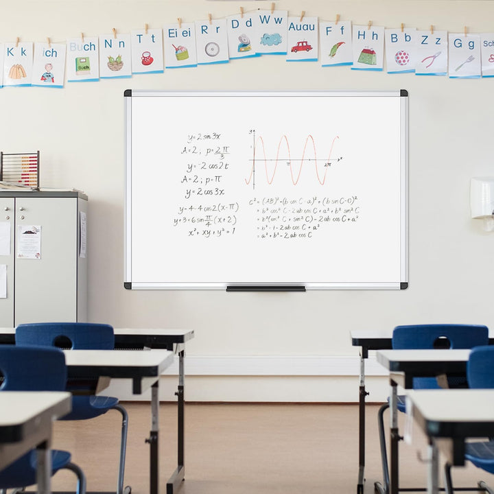 VIZ-PRO Magnetisches Whiteboard 120 x 90 cm Trocken abwischbare Tafel für Zuhause Küche Büro Wandtaf