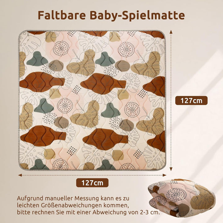 Baby Spielmatte 127x127cm Krabbelmatte, Dicke Weiche Polsterschaum Krabbeldecke für Babys und Kleink