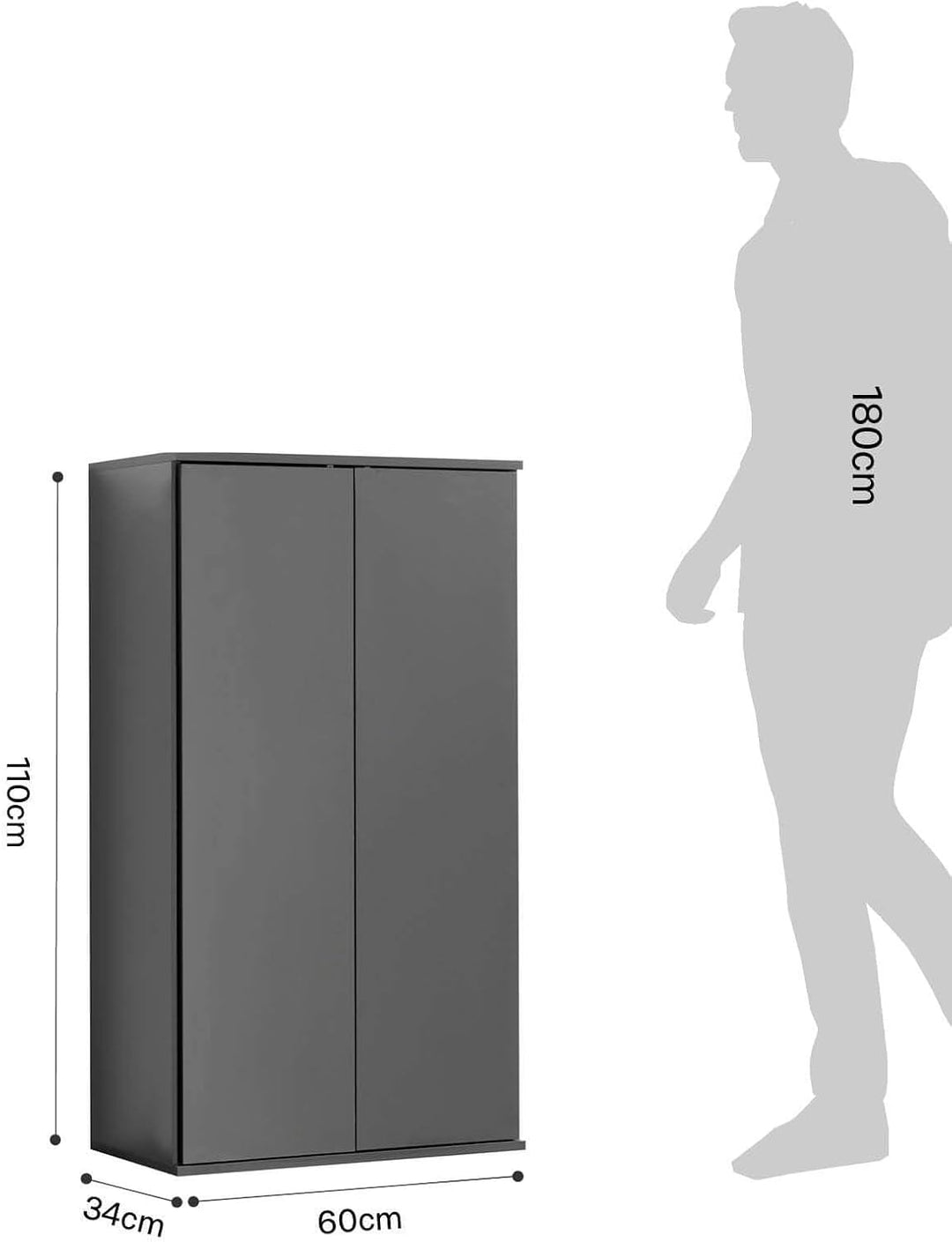 mokebo® Mehrzweckschrank 60 cm Breite 'Der Schlanke', schmaler Aktenschrank oder Haushaltsschrank in