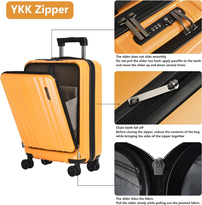 TydeCkare 20 Zoll 55x35x23cm Koffer Trolleys Leicht ABS+ PC Handgepäck Koffer mit Laptopfach, Hartsc