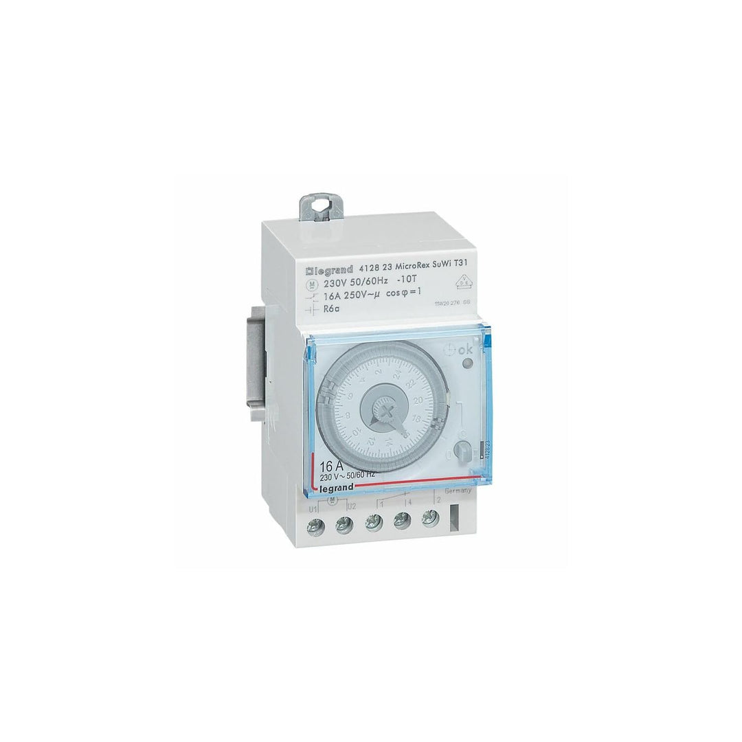 LEGRAND, Zeitschaltuhr MicroRex T31 Su/Wi Plug & Play, mechanisch mit 24 Stunden-Programm, Reihenein