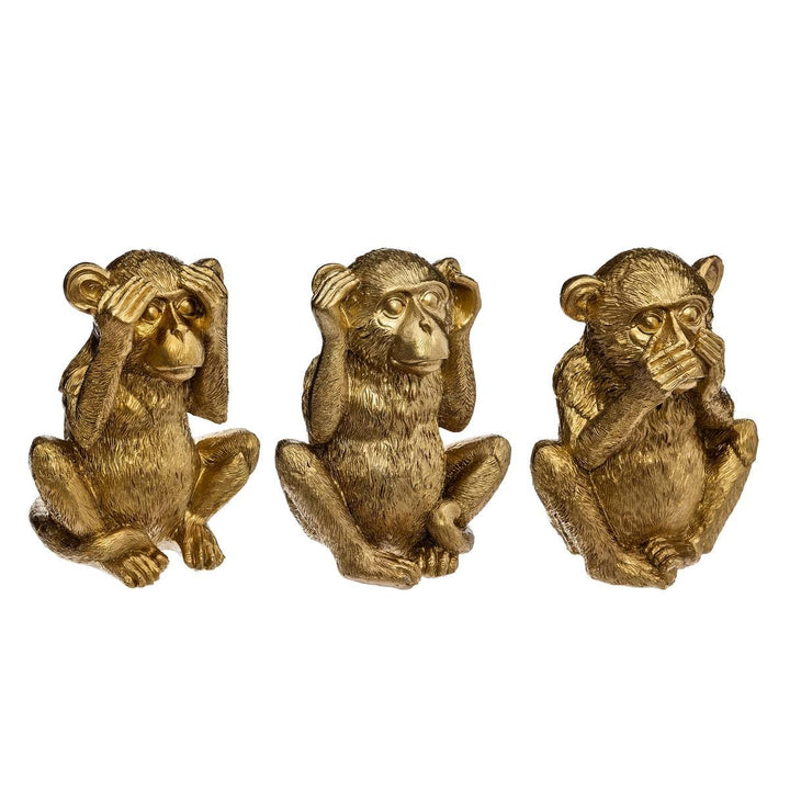 Set aus 3 Statuen Weise Affen - Kunstharz - golden H 17 cm - Gold - Atmosphera créateur d'intérieur
