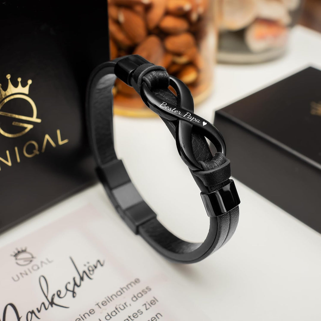 UNIQAL | Personaliesiertes Lederarmband mit Gravur "SHAPE" Herren Damen | Leather Bracelet mens | Ma