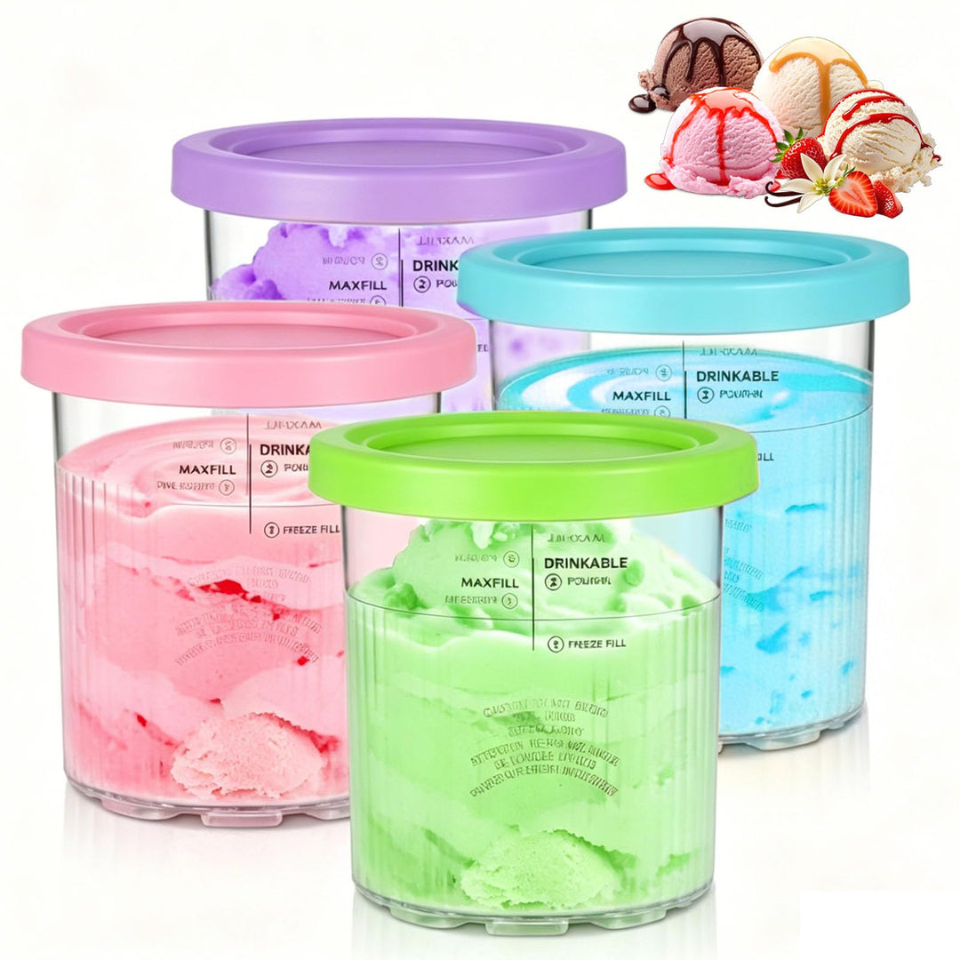 4 Stück Eiscreme-Behälter für Ninja Creami Deluxe NC501EU NC502EU Serie, 680 ml Zubehör für Ninja Ic