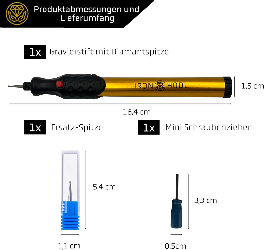 IRON HODL Steel Wallet + Gravierstift gold + Testplatte, Schrauben, Sticker, Box - (2x 24+1) Recover