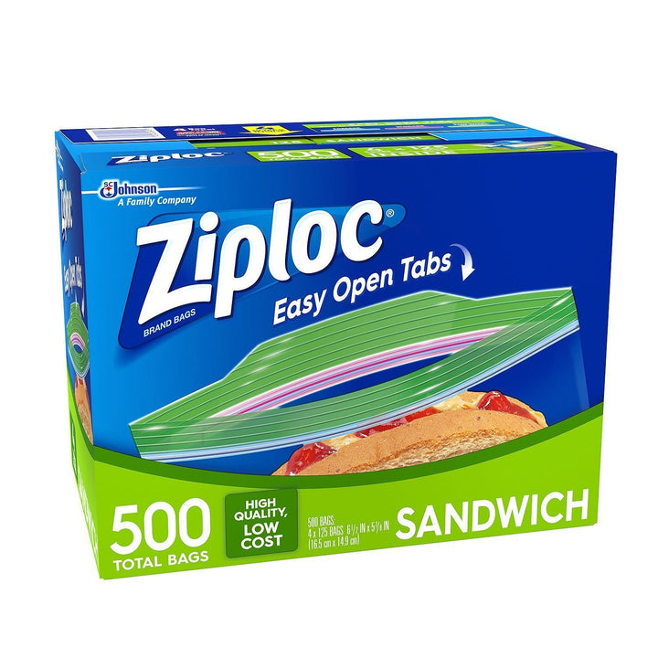 Ziploc Easy Open Tabs Sandwich Bags 125 Count (Pack of 4) 500 Sandwich Bags, 500 Sandwich Bags