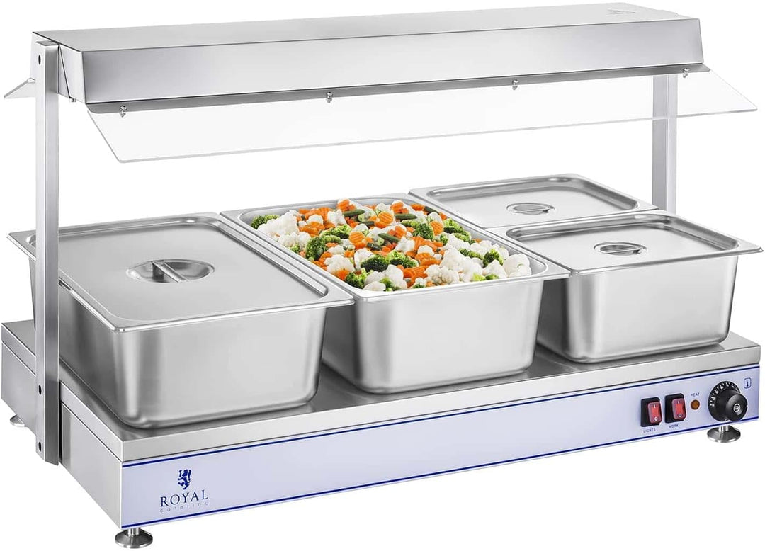 Royal Catering RCHP-100H Warmhalteplatte 1.550 W Arbeitsfläche 100 x 50 cm Edelstahl 3 Halogenlampen