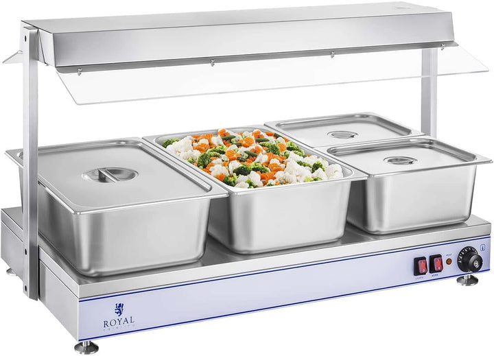 Royal Catering RCHP-100H Warmhalteplatte 1.550 W Arbeitsfläche 100 x 50 cm Edelstahl 3 Halogenlampen