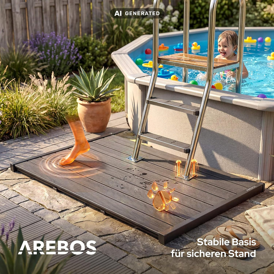 Arebos Solardusche 20L Set mit Bodenplatte für Garten, Pool &amp; Terrasse