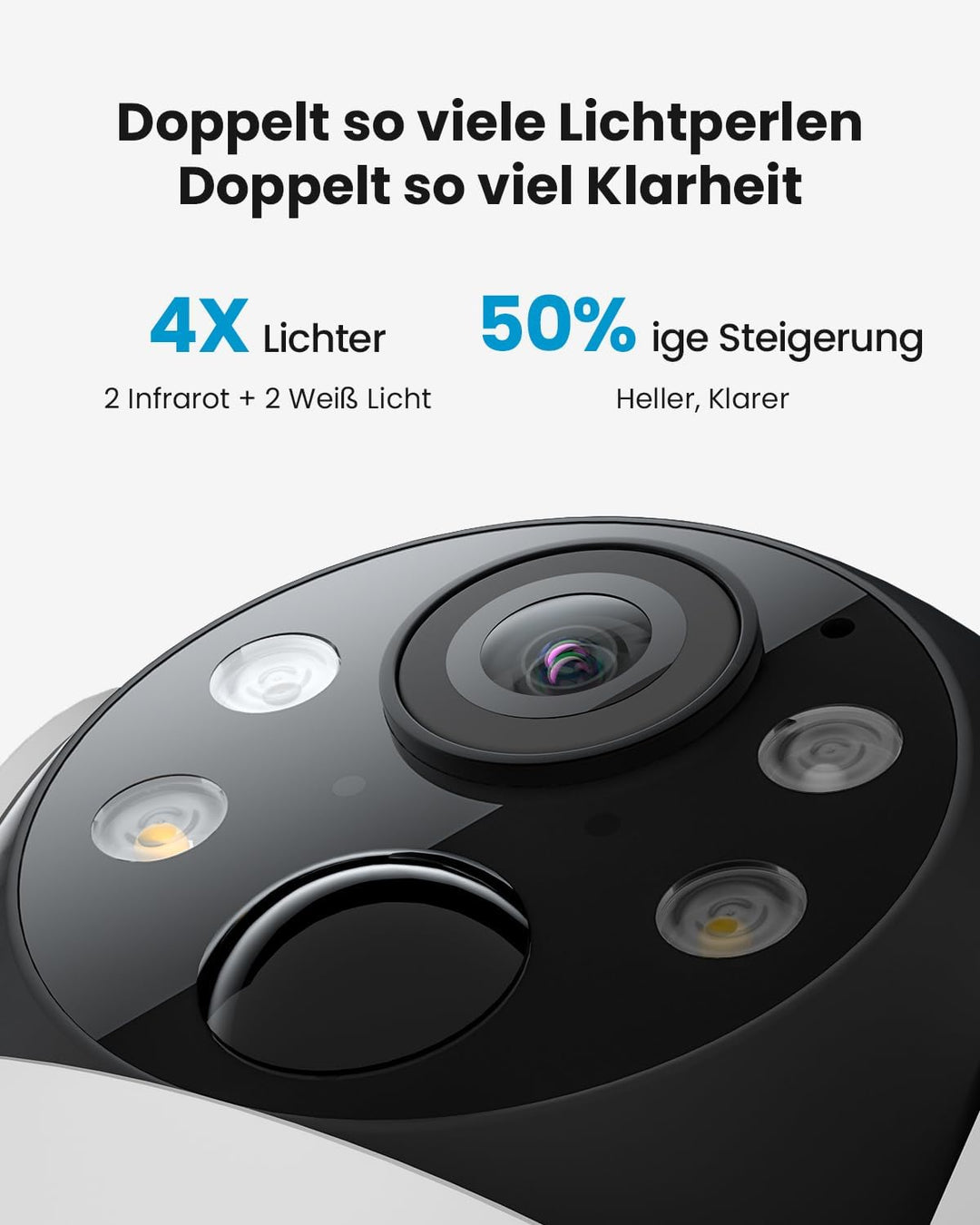 ieGeek 2K 3MP HD Überwachungskamera Aussen Solar, 360° PTZ Überwachungskamera Aussen Akku, 2.4GHz WL