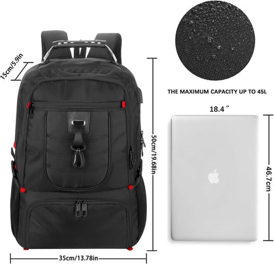 VESERI Laptop Rucksack Herren Damen 18,4 Zoll,Sporttasche Schulrucksack Jungen Teenager mit Schuhfac