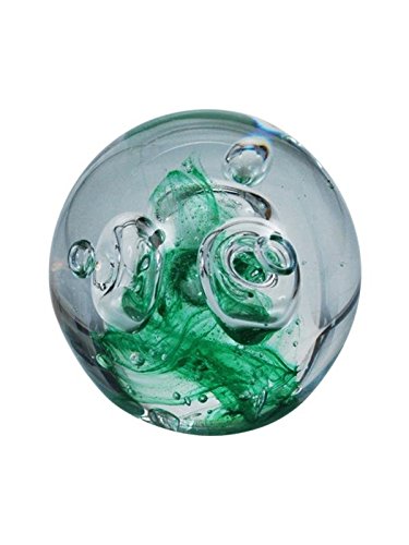 Traumkugel (227) - Briefbeschwerer gross ca. 10cm : Motiv grosse Blasen über Grün - Handarbeit