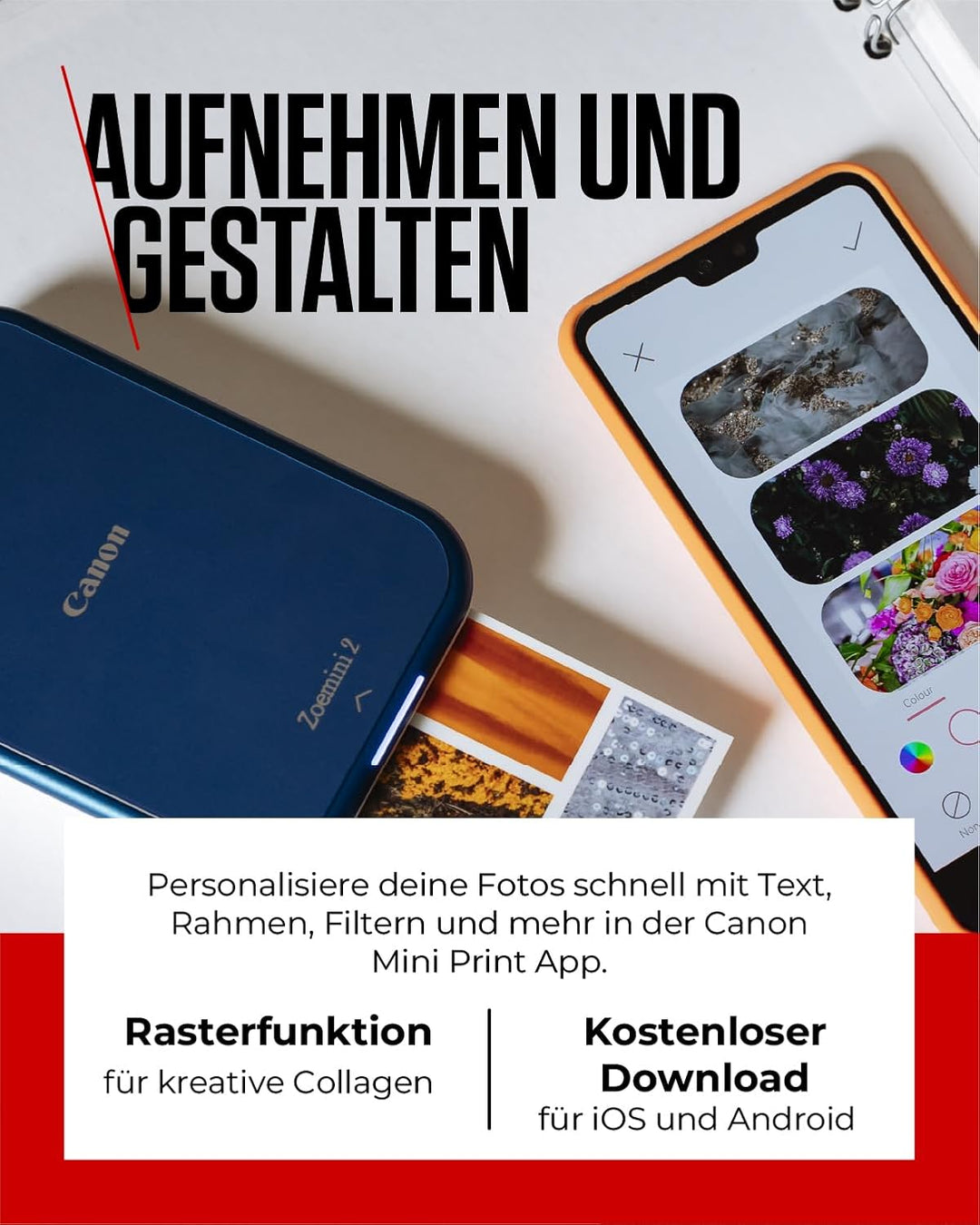 Canon Zoemini 5 x 7,5 cm ZINK Fotopapier | Packung Mit 50 Blatt | Keine Tinte, Kein Aufwand. | Perfe