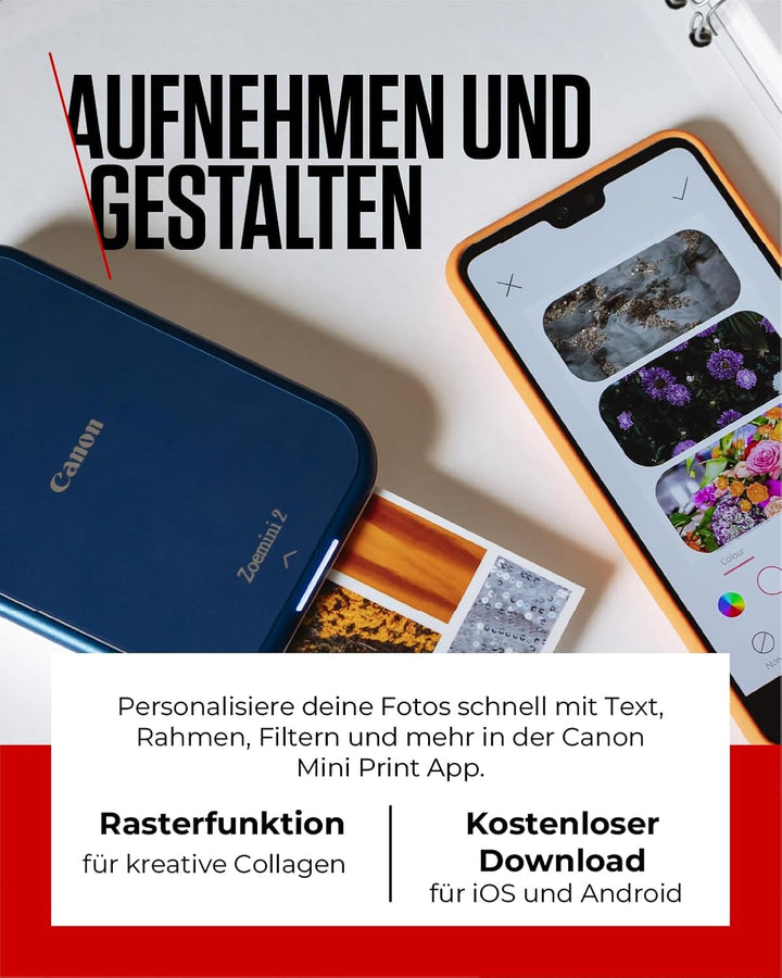 Canon Zoemini 5 x 7,5 cm ZINK Fotopapier | Packung Mit 50 Blatt | Keine Tinte, Kein Aufwand. | Perfe