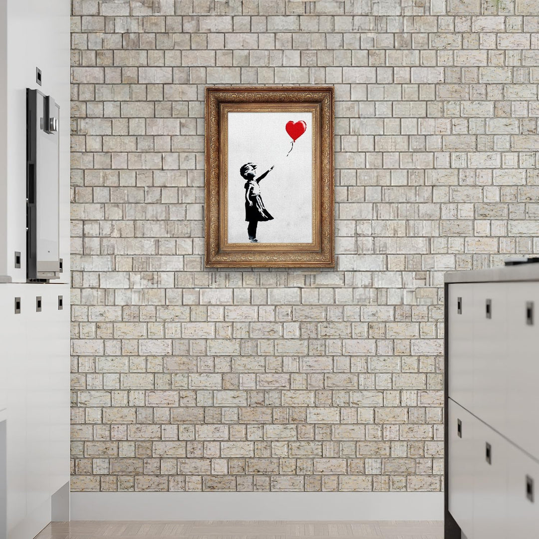 Giallobus - Gemälde - Banksy - - Standardleinwand - 50x70-17 - Baby Mädchen Ballonrahmen - Bereit zu