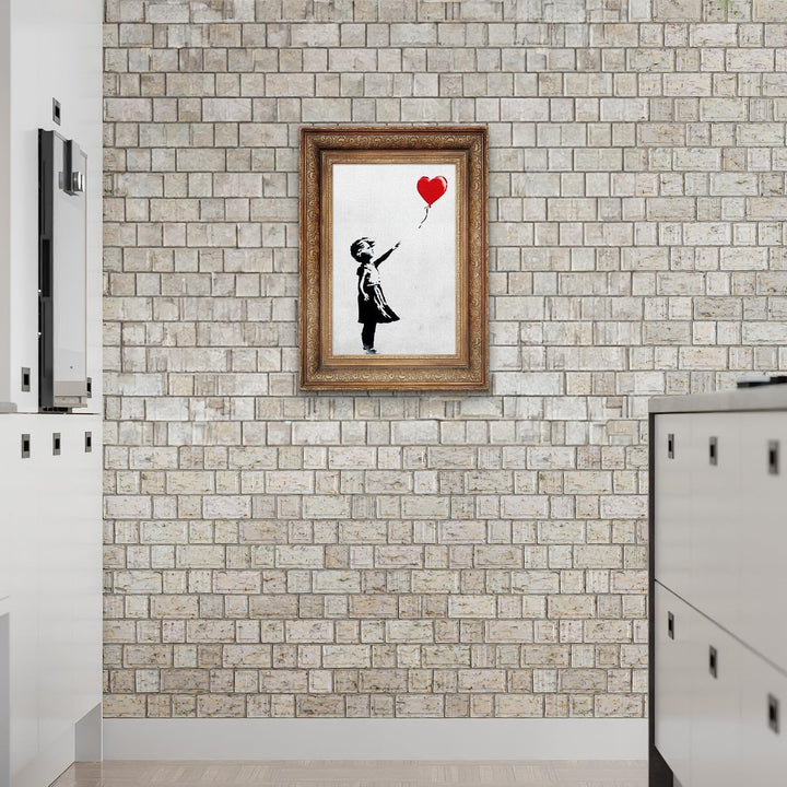 Giallobus - Gemälde - Banksy - - Standardleinwand - 50x70-17 - Baby Mädchen Ballonrahmen - Bereit zu