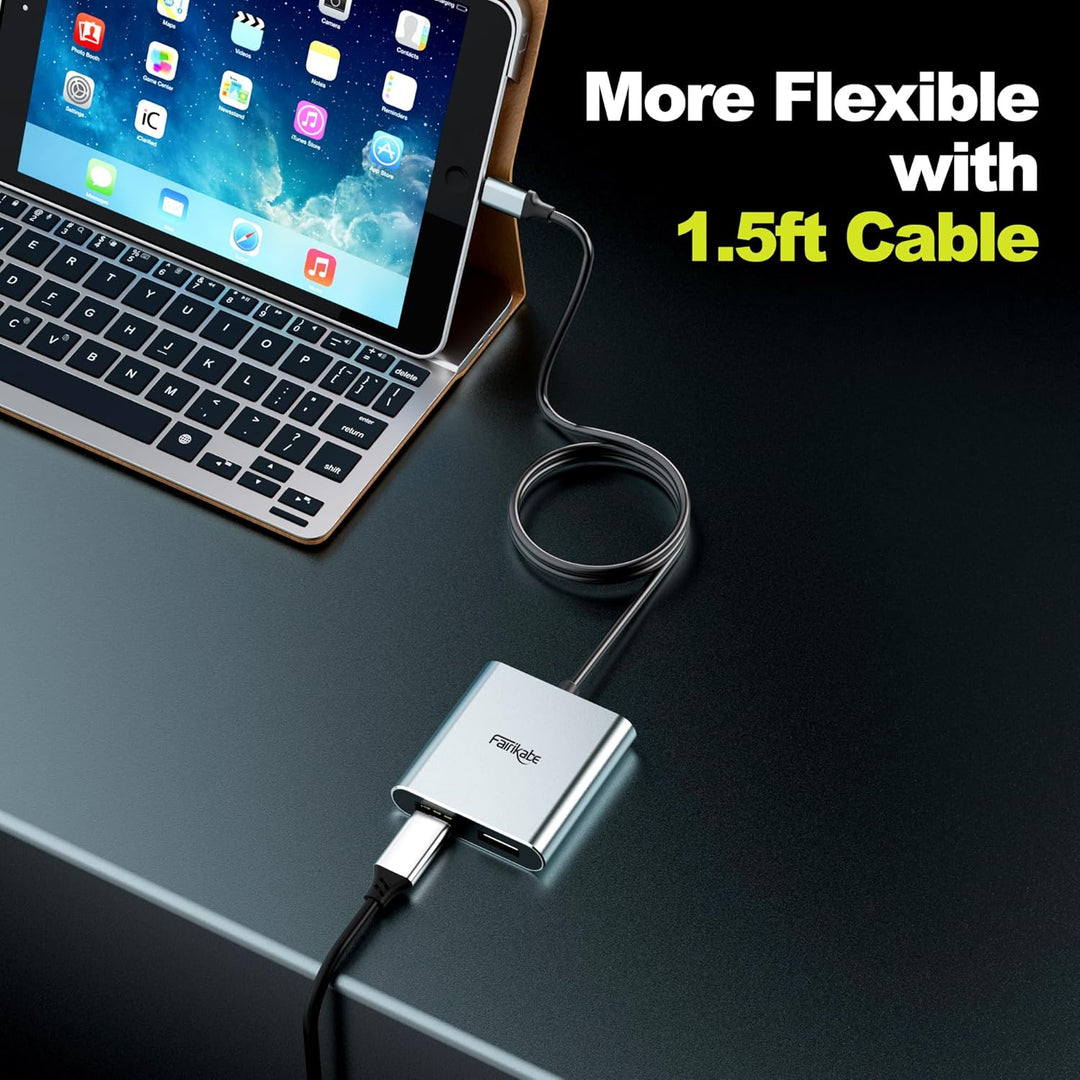 fairikabe USB C auf Dual DisplayPort MST Hub Splitter, USB Typ C auf Dual 4K@60Hz 2X DisplayPort 1.2