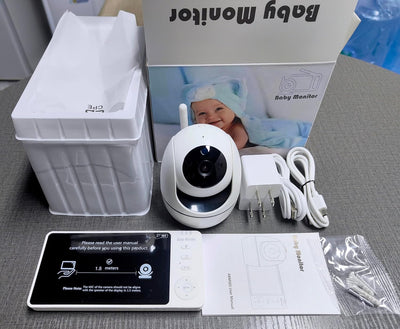 HT Babyphone mit Kamera, 5-Zoll-Bildschirm, 720P-Kamera, Zwei-Wege-Audio, Fernbedienung Drehung von
