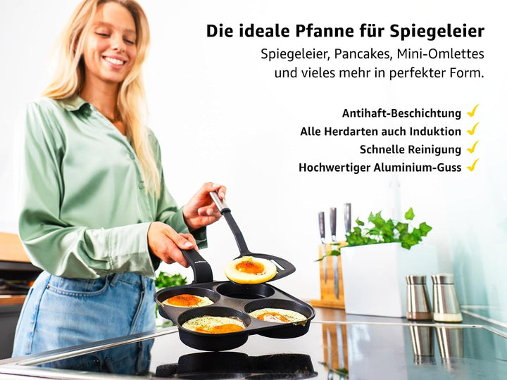 endusor Spiegeleipfanne induktionsgeeignet (21cm) - Eierpfanne &amp; Pancake Pfanne mit Antihaft-Beschic