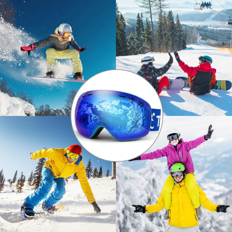 Trusiel Skibrille, Skibrille Damen Herren Anti-Fog Ski brille OTG, Skibrille für Brillenträger, 400