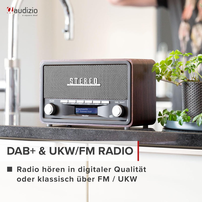 Audizio Foggia, Retro Radio, DAB Plus Radio, Bluetooth, Alarmfunktion, Radiowecker, Nostalgie Radio,