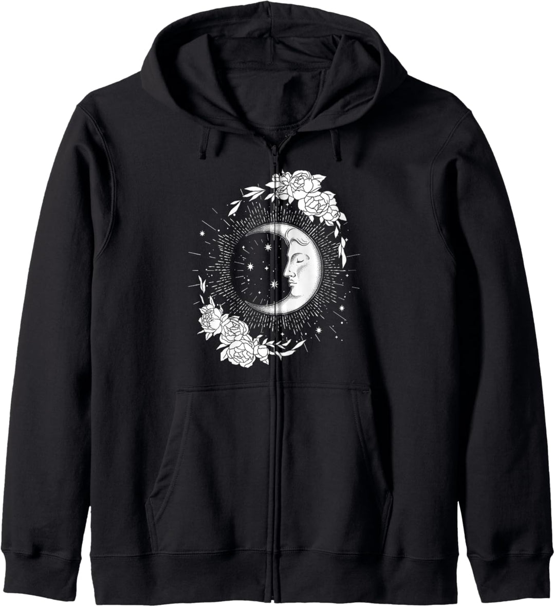 Trendy Moon And Flowers Kapuzenjacke