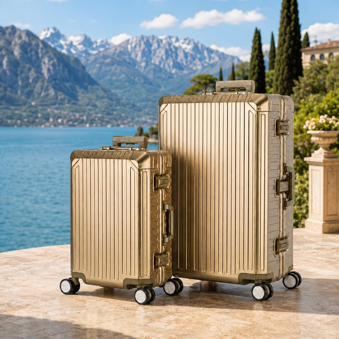 Travelhouse Tokyo Alu Reisekoffer Champagner S-55cm &amp; XL-78cm Hartschalenkoffer Reise Trolley Koffer