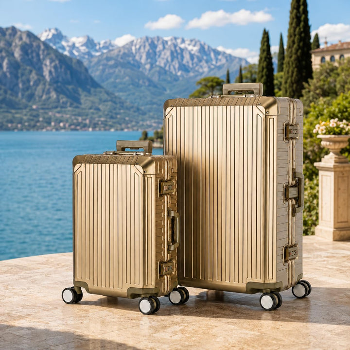 Travelhouse Tokyo Alu Reisekoffer Champagner S-55cm &amp; XL-78cm Hartschalenkoffer Reise Trolley Koffer