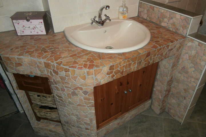 DIVERO 9 Fliesenmatten Naturstein Mosaik aus Marmor für Wand und Boden beige/rosa á 35 x 35 cm