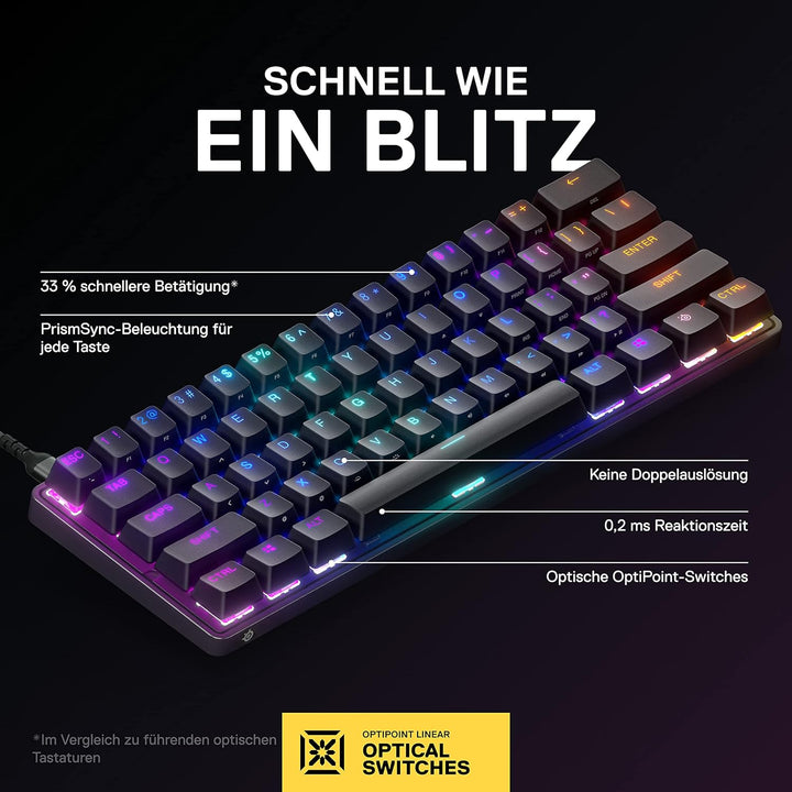 SteelSeries Apex 9 Mini - Mechanische Gaming-Tastatur - Optische Switches - 2-Punkt-Betätigung - Kom