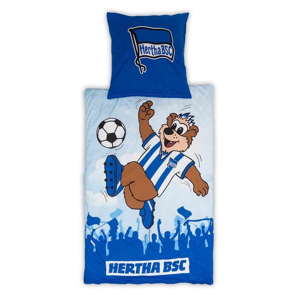 Hertha BSC Berlin Bettwäsche ** Herthinho ** in 135 x 200 cm und 80 x 80 cm, Baumwolle, Reissverschl