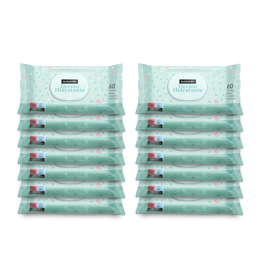 SUAVINEX 12 x Pack 72 feuchtigkeitsspendende Babytücher. Feuchttücher geeignet für atopische Haut. 9