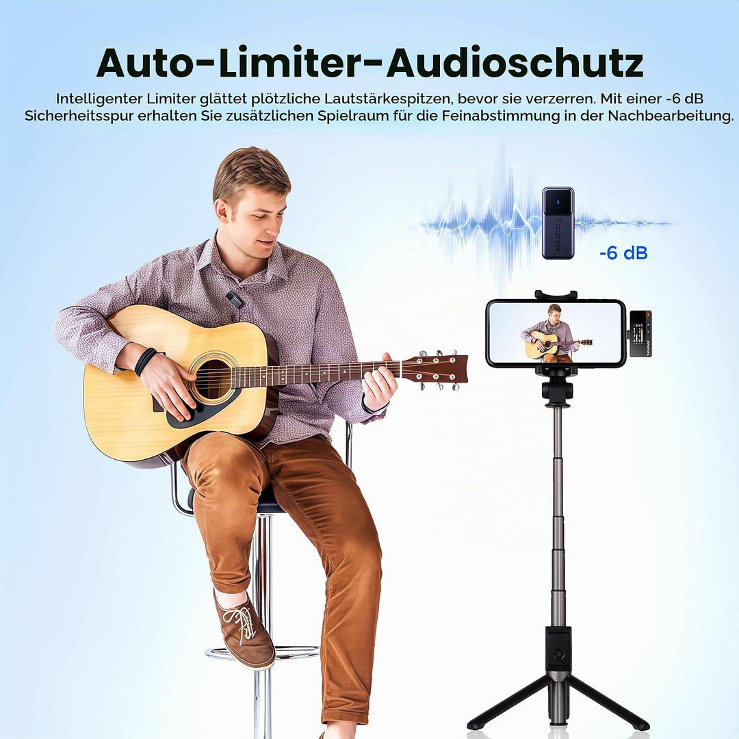 Saramonic Air Wirelss Lavalier Mikrofon Handy (2 Sender, 1 USB-C Empfänger, Ladeschale), 48H Akku, M