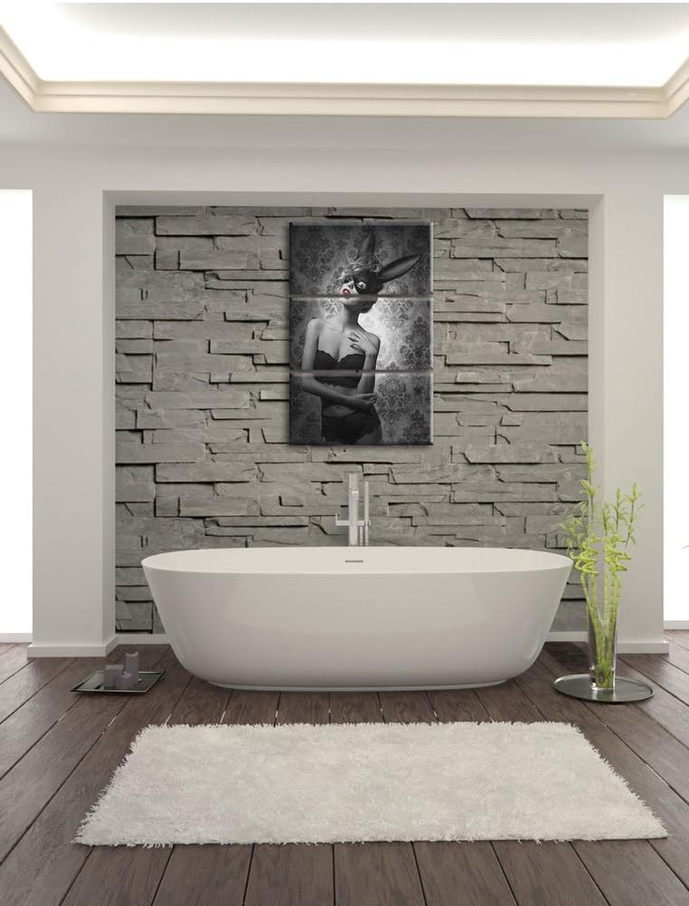 Pixxprint Maskierte attraktive Frau als Leinwandbild/Grösse: 3 Teilig (120x80 cm) cm/Wandbild/Kunstd