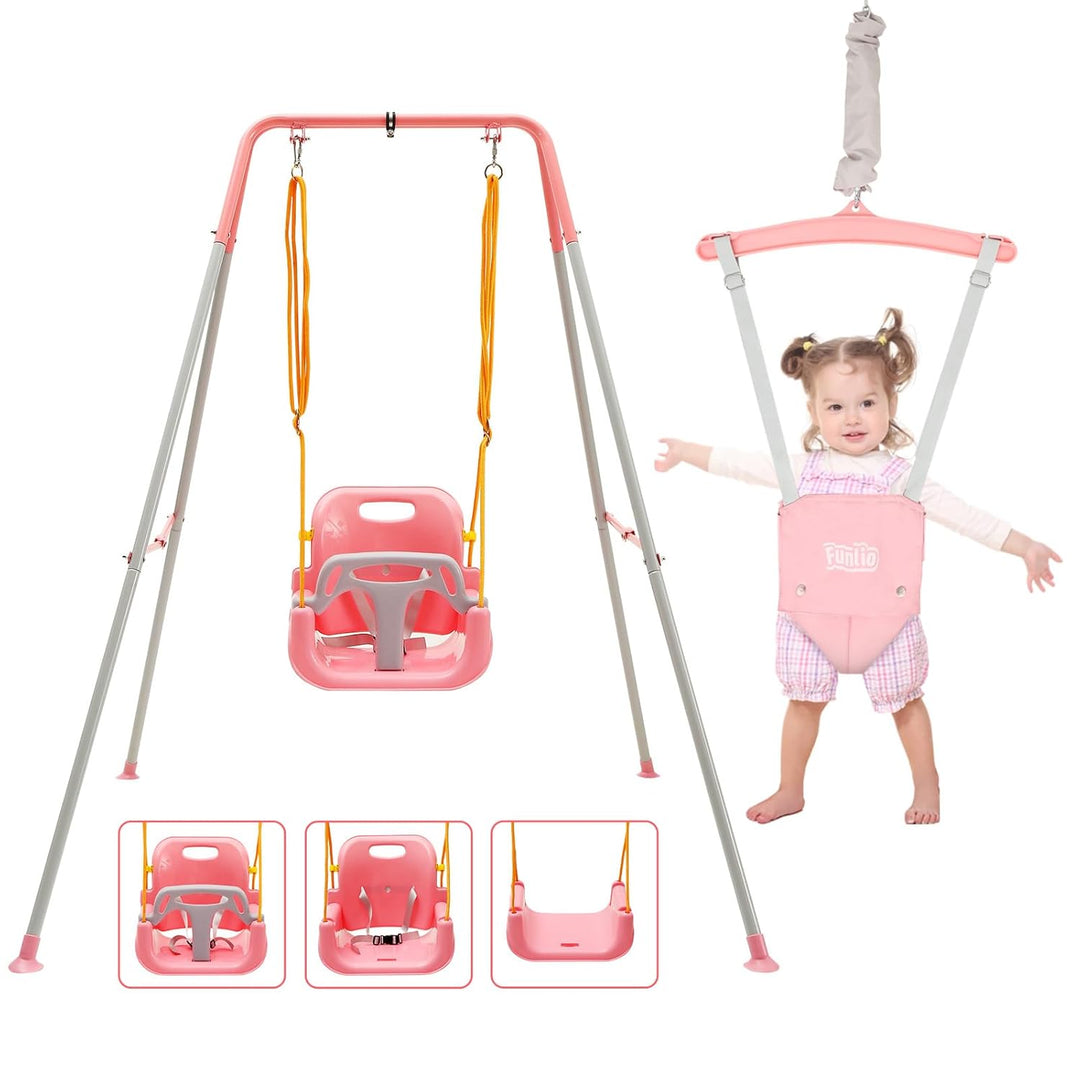 FUNLIO 2-in-1 Schaukeln Set und Baby Türhopser für Kleinkinder, Schaukelset für Kinder mit 4 Sandsäc