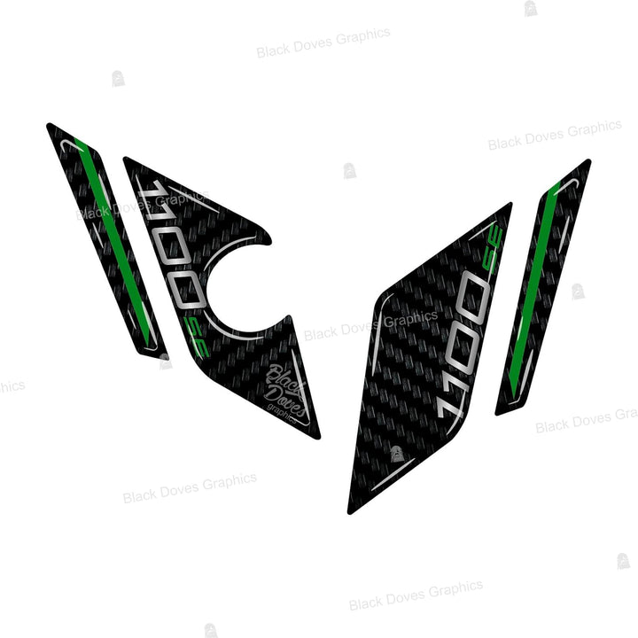 Black Doves Graphics 3D-Aufkleber aus Harz kompatibel mit Kawasaki Z1100 SE 2026 (GY1) | Made in Ita