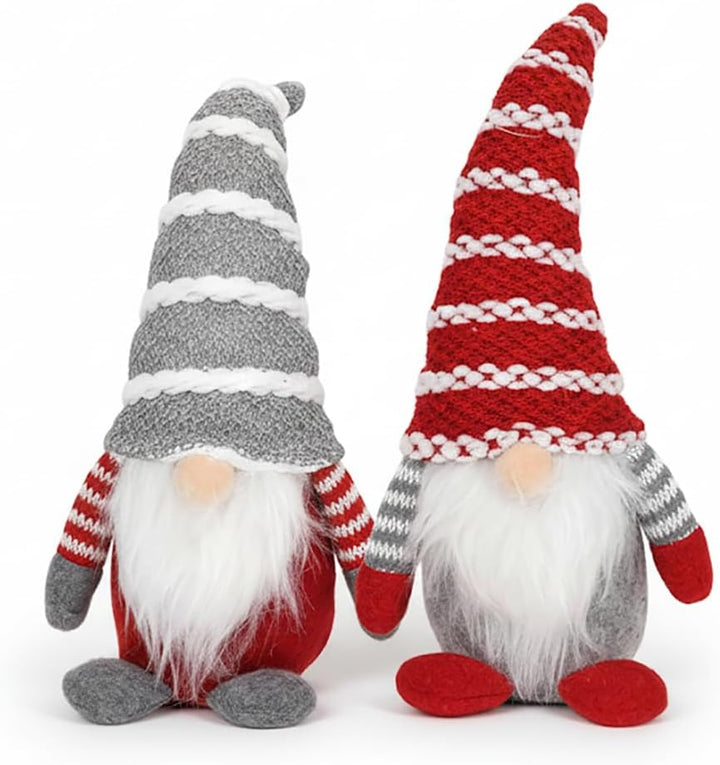 KAMACA Skandi-Wichtel Duo stehende Dekofigur 25 cm hoch mit Zipfelmütze &amp; Rauschebart skandinavische