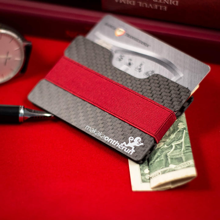 MakakaOnTheRun Slim Wallet Herren Carbon (RFID Blocker): RFID Schutz Herren Kreditkartenetui, Karten