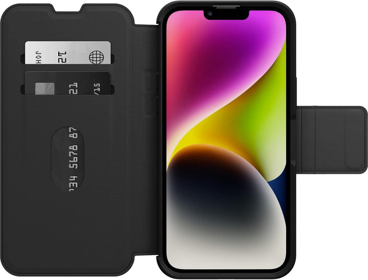 OtterBox Strada Hülle für iPhone 14 Plus, stossfest, sturzsicher, Premium Lederfolio mit Zwei Karten