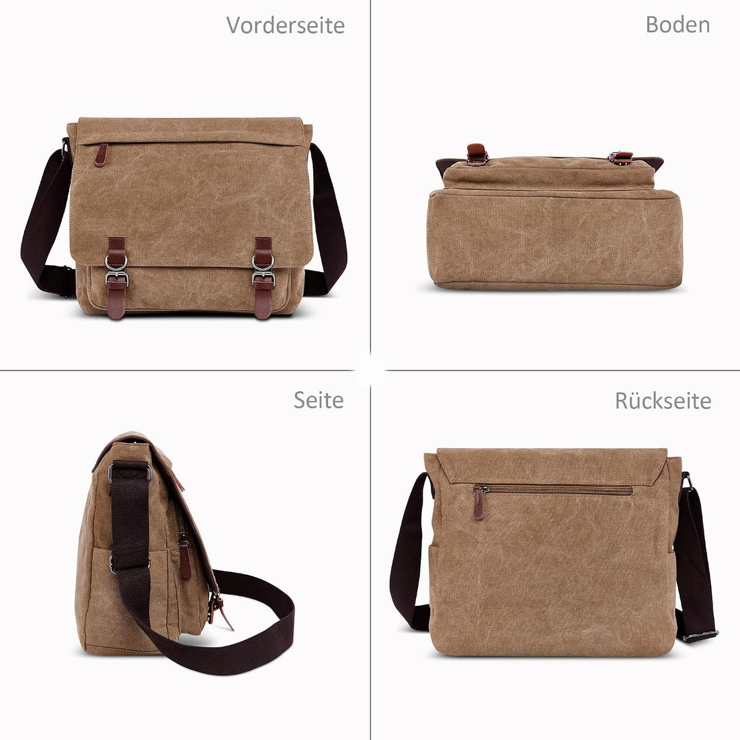 DORRISO Herren Umhängetasche Mode Schultertasche Leinwand Schultertaschen für 13.3 Zoll Laptop Kurie