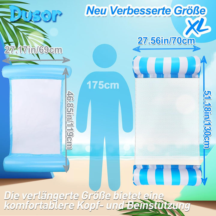 Dusor Luftmatratze Pool Zubehör 2Stück, XL Luftmatratze Wasser Hängematte, Aufblasbare Pool Spielzeu
